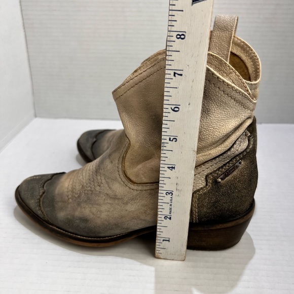 Diesel Booties Womens Leather Western Stacked Heel Distressed Boho - Picture 15 of 16